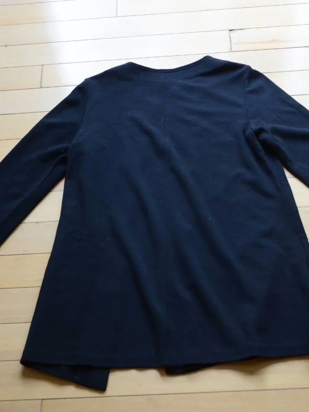 Eileen Fisher Open Front Wool Blend Cardigan Jacket Size M Black
